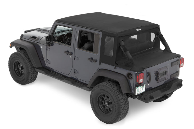 Bestop Halftop Soft Top for Jeep Wrangler JK 4-Door (Premium Black Twill, Part No. BES53901-17)