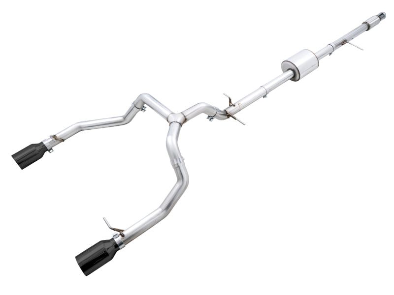AWE Tuning 4th Gen GM 1500 5.3L 0FG Catback Split Rear Exit (Flat Bumper) - Quad Diamond Tips