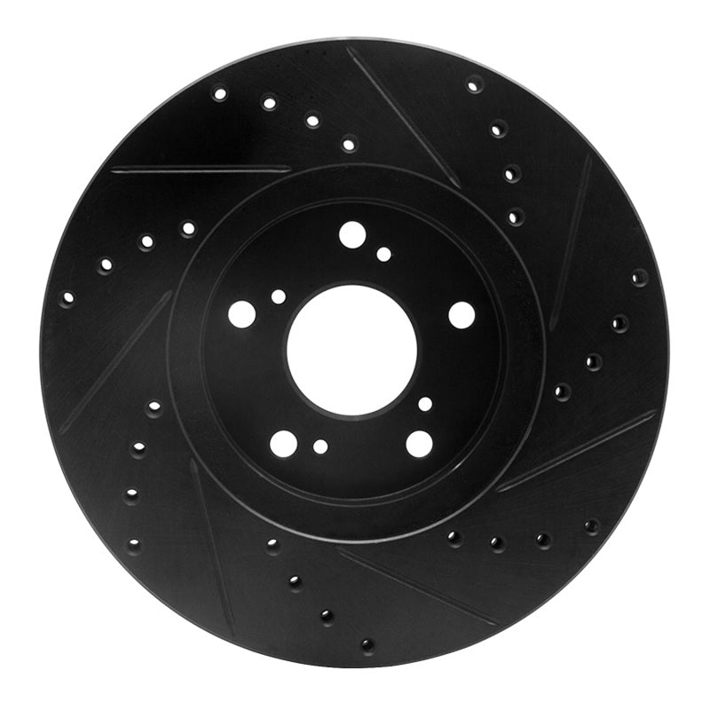 R1 Concepts RNC633-59043L Front Left Drilled and Slotted Black Brake Rotor for Acura