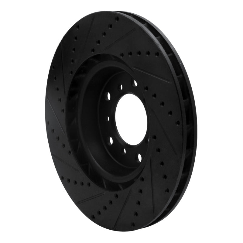 R1 Concepts RNC633-31054D Left Front Drilled and Slotted Black Brake Rotor for 2001-2006 BMW M3