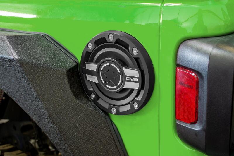 DV8 Offroad D-JL-190004-MIL Aluminum Fuel Door for 2018-2025 Jeep Wrangler JL and JLU