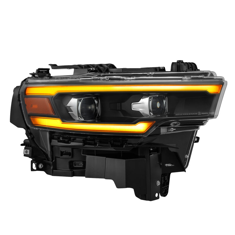 AlphaRex Luxx LED Projector Headlights for Dodge Ram 1500 2025-2026 - Black with Sequential Signal and Switchback DRL