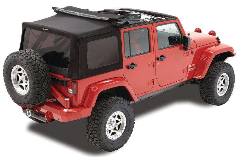 Bestop Replace-A-Top for OEM Jeep Wrangler JK 4-Door (2010-2018, Premium Black Twill, Tinted Windows, No Door Skins)