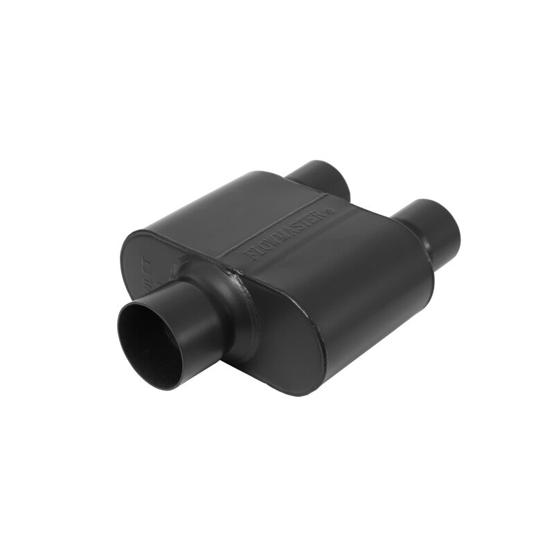Flowmaster Super 10 Series 409S Stainless Steel Muffler - 3 Inch Center In / 2.5 Inch Dual Out, Aggressive Sound