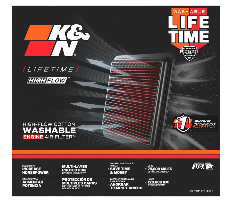 K&N Engineering 33-3002 High-Flow Replacement Air Filter for 2012 Isuzu D-Max 2.5L L4 Diesel