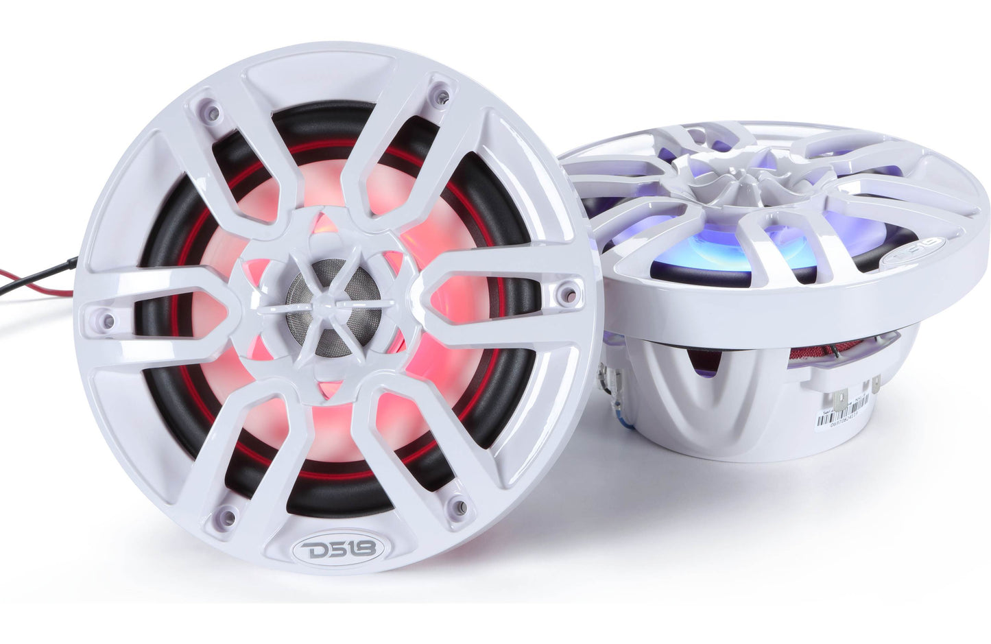 DS18 HYDRO 6.5" 2-Way Marine Speakers w/RGB LED Lights 300W - White [NXL-6]