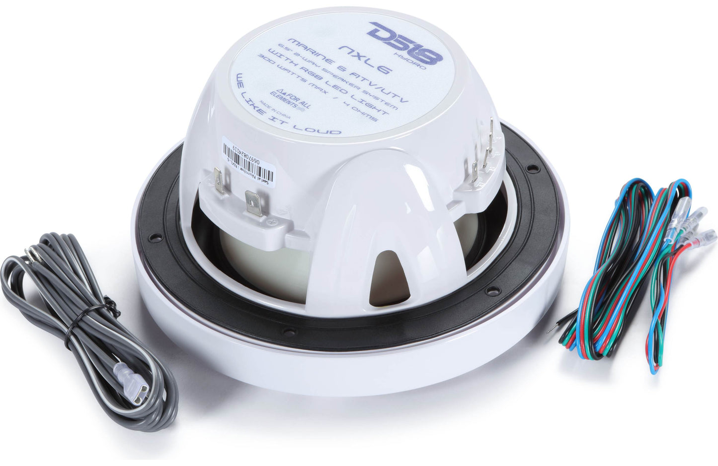 DS18 HYDRO 6.5" 2-Way Marine Speakers w/RGB LED Lights 300W - White [NXL-6]