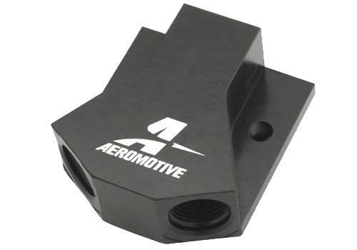 Aeromotive Y-Block Fuel Fitting, AN-10 Inlet to Dual AN-8 Outlets, Part Number 15675