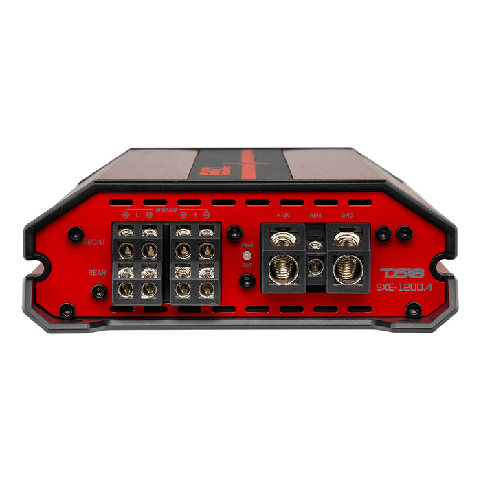 DS18 SXE Class A/B 4-Channel Full-Range Car Amplifier 4 x 60 RMS @4 Ohm 1200 Watts SKU: SXE-1200.4/RD