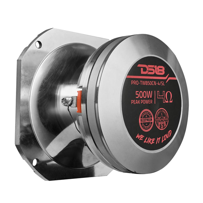 DS18 4" High Compression Hybrid Driver/Tweeter Neodymium Magnet 1.5" PEI Vc 250 Watts 4-Ohm SKU: PRO-TW850CN-4/SL