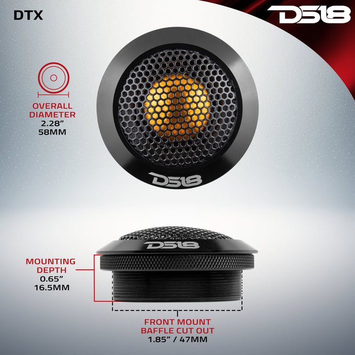 DS18 2.2" Dome Neodymium Tweeter with Aluminum Body 30 Watts 1" Titanium 4-Ohm Vc SKU: DTX