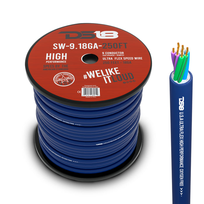 DS18 9 X 18-GA Speed Speaker Wire 250 Feet SKU: SW-9.18GA-250FT
