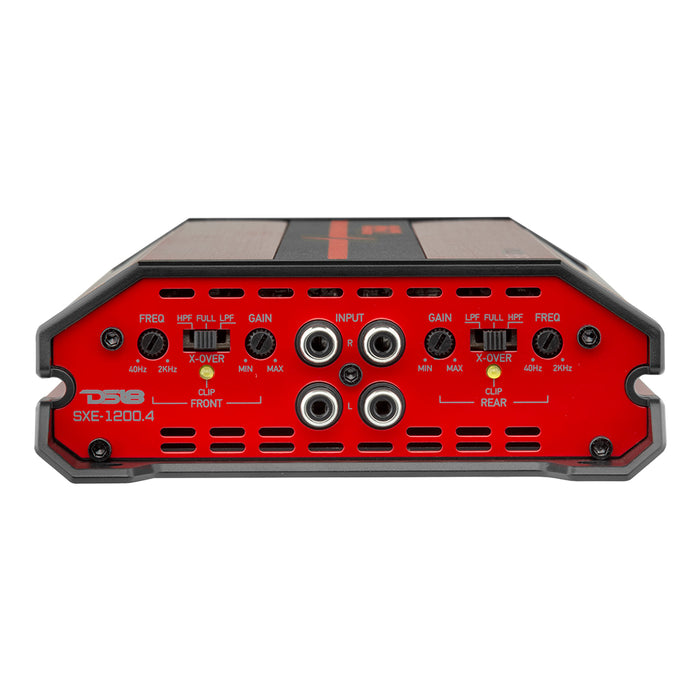 DS18 SXE Class A/B 4-Channel Full-Range Car Amplifier 4 x 60 RMS @4 Ohm 1200 Watts SKU: SXE-1200.4/RD