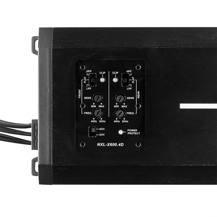 DS18 NXL 4-Channel Full-Range Class D IP67 Marine and Powersports Amplifier 4 x 150 Watts Rms @ 4-Ohm SKU: NXL-X600.4D