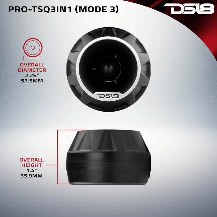DS18 3" Surface/Flush/Angle High Compression Neodymium Super Bullet Tweeter 100 Watts 1" Aluminum 4-Ohm Vc SKU: PRO-TSQ3IN1