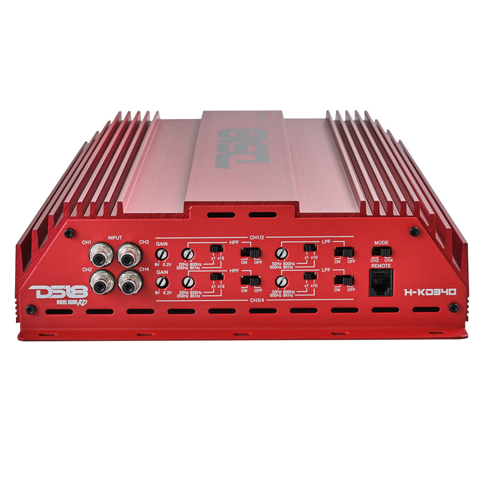 DS18 HOOLIGAN KO Full Range Class D 4-Channel Amplifier 4 x 300 Watts Rms @ 4-Ohm Made In Korea SKU: H-KO340/RD