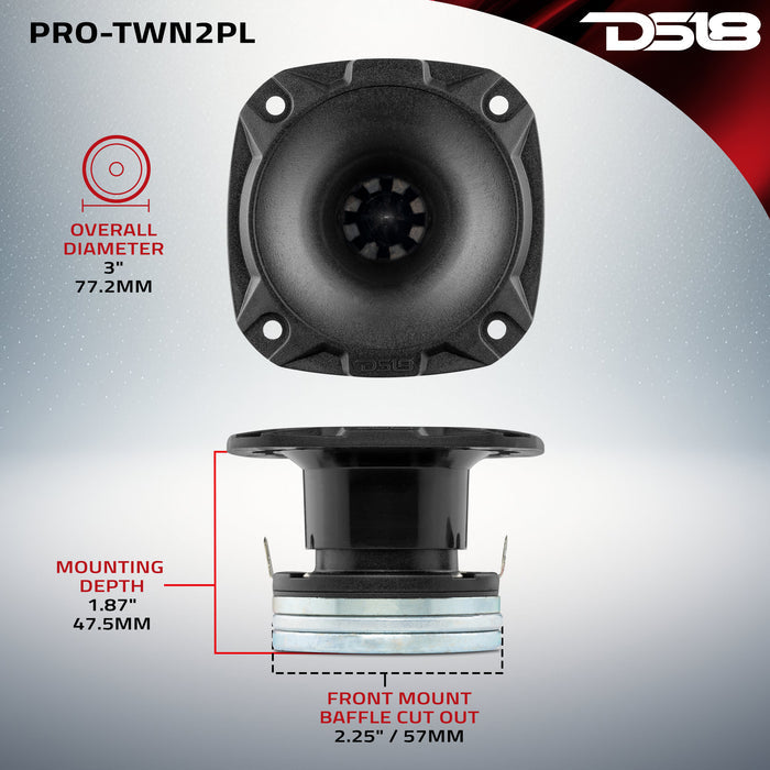 DS18 3" High Compression Neodymium Hybrid Driver/Tweeter 100 Watts 1" Polyester 4-Ohm Vc SKU: PRO-TWN2PL