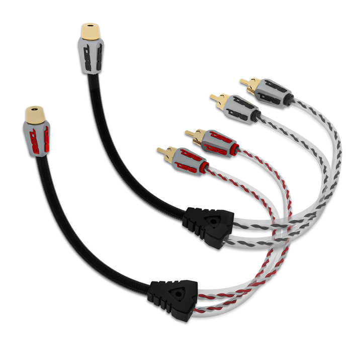 DS18 Level 3 RCA 100% Copper OFC Y Connector 1 FEMALE to 2 MALE - BLACK / RED Kit SKU: HQRCA-1F2MKIT