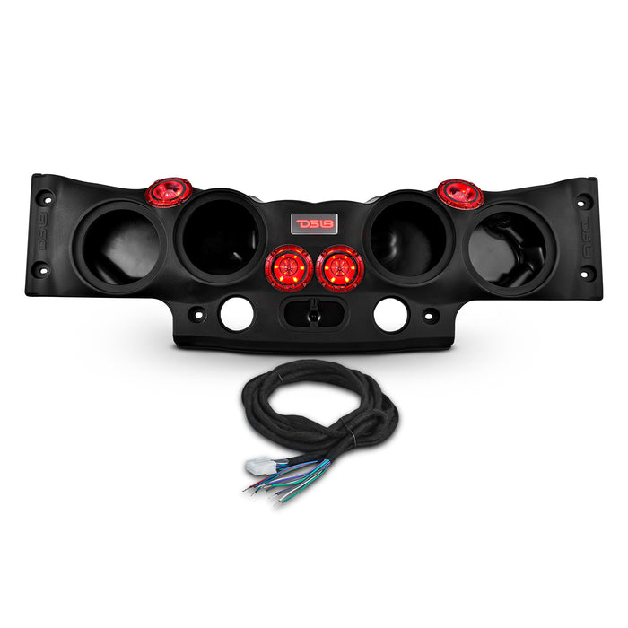DS18 Jeep JK/JKU Overhead Sound Bar System Fits 4 X 8" Speakers (Not included) 4 X Tweeters PRO-TW4L and 2 X Drivers PRO-DRNSC1.5 and Harness Included- Black SKU: JK-SBAR/BK.HT