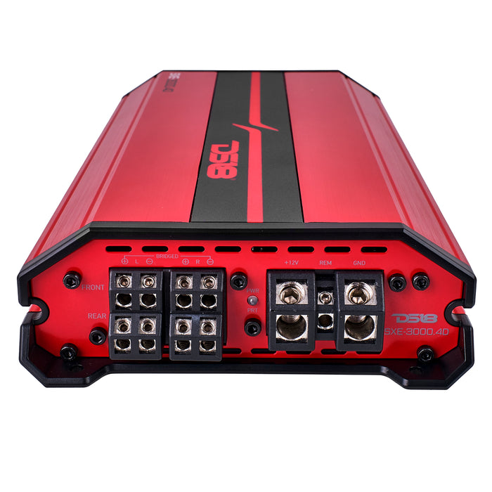DS18 SXE Class D 4-Channel Full-Range Car Amplifier 4 x 200 RMS @4 Ohm 3000 Watts SKU: SXE-3000.4D/RD