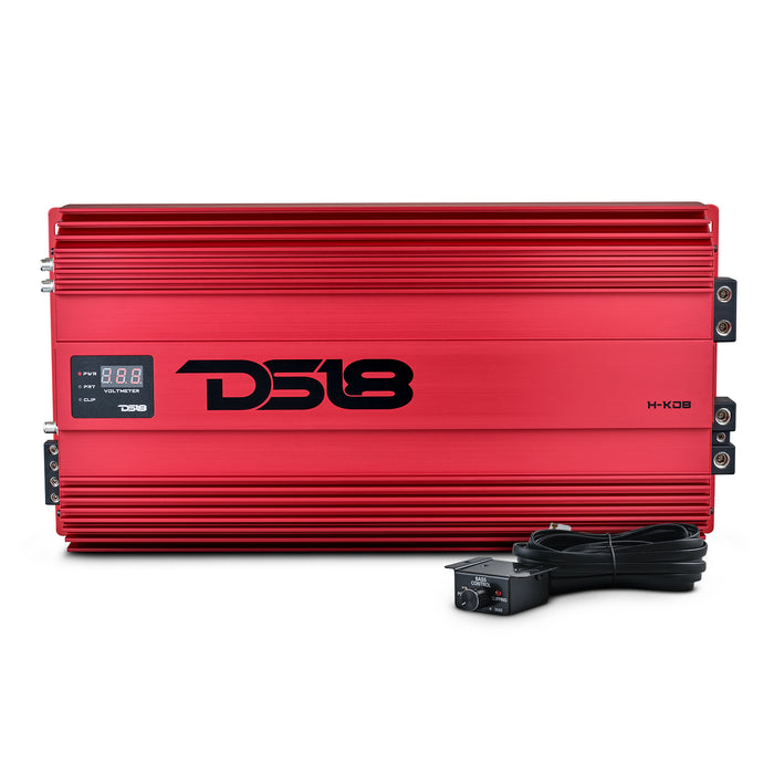 DS18 HOOLIGAN KO 1-Channel Amplifier with Voltmeter 8000 Watts Rms @ 1-Ohm Made In Korea Red SKU: H-KO8/RD