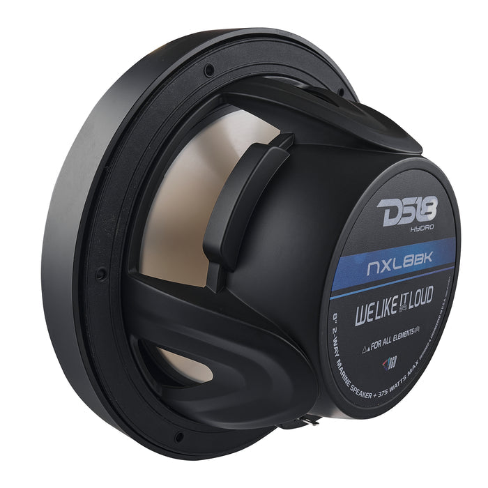 DS18 NXL 8" 2-Way Coaxial Marine Speaker With LED RGB Lights 125 Watts Rms 4-Ohm - Black SKU: NXL-8/BK