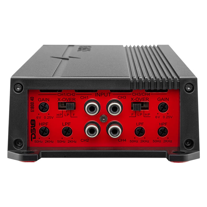 DS18 GEN-X Full-Range Class D 4-Channel Amplifier 4 x 150 Watts Rms @ 4-ohm SKU: G1800.4D