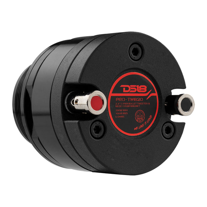 DS18 2.3" High Compression Neodymium Super Bullet Tweeter 100 Watts 1.4" Aluminum 4-Ohm Vc SKU: PRO-TW820