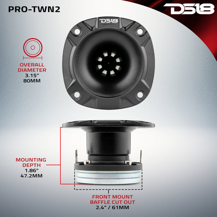 DS18 3" High Compression Neodymium Hybrid Driver/Tweeter 100 Watts 1" Polyimide 4-Ohm Vc SKU: PRO-TWN2