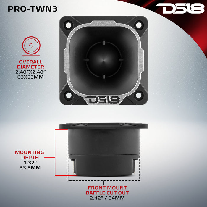 DS18 2.5"High Compression Neodymium Tweeter 100 Watts 1" Pen 4-Ohm Vc SKU: PRO-TWN3