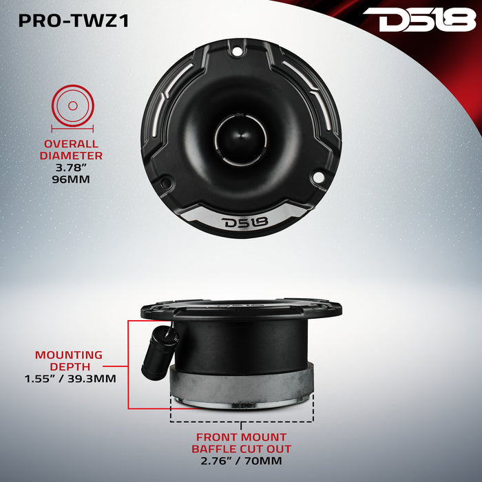 DS18 3.8" Super Bullet Compression Tweeter 4 Ohm 1" Aluminum Voice Coil SKU: PRO-TWZ1