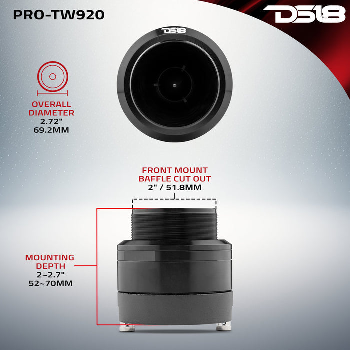 DS18 2.7" High Compression Neodymium Super Bullet Tweeter 160 Watts 1.4" Titanium 4-Ohm Vc SKU: PRO-TW920