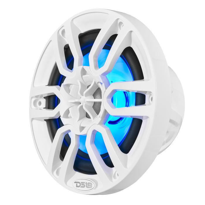 DS18 NXL 6.5" 2-Way Coaxial Marine Speaker With LED RGB Lights 100 Watts Rms 4-Ohm - White SKU: NXL-6