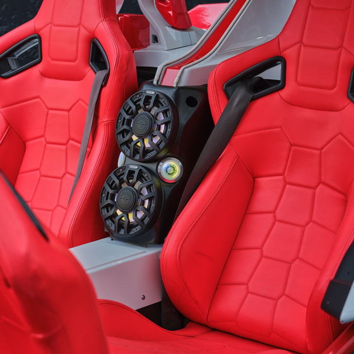 DS18 Polaris Slingshot Waterfall Center Console Loaded | 2 x NXL-IQ6/BK & 2 x PRO-TW7LD and Digital LED Lights | 2015 - Current SKU: SLG-WFCC66LD