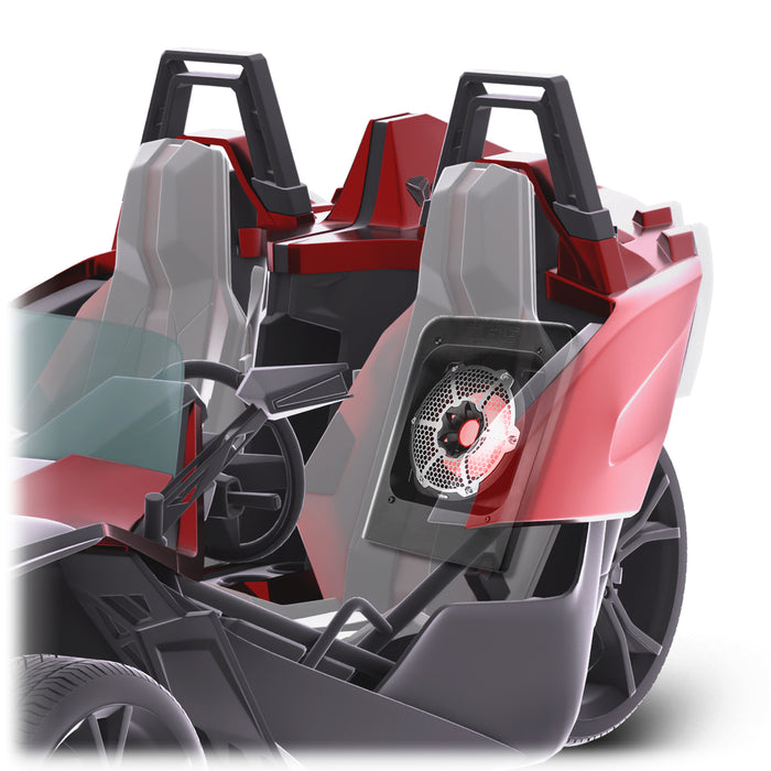 DS18 Polaris Slingshot Rear Subwoofer Enclosure Loaded | NXL-10SUB/BK and RGB LED Lights | Fits Either Passenger or Driver Side | 2015 - Current SKU: SLG-RSUB10LD