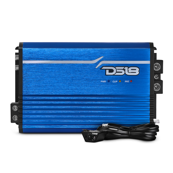 DS18 FRP Compact Full-Range Class D 1-Channel Amplifier 2,500 Watts Rms @ 1-ohm Red Blue SKU: FRP-2.5K/BL