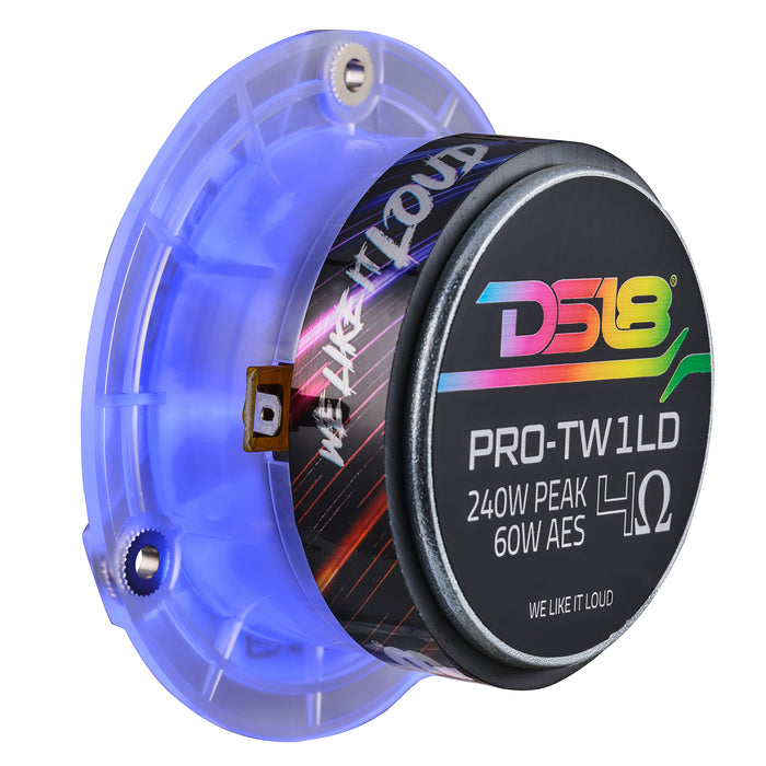 DS18 3.8” Super Bullet Tweeter with 1” Aluminum Voice Coil & Digital LED Lights SKU: PRO-TW1LD