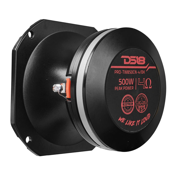 DS18 4" High Compression Hybrid Driver/Tweeter Neodymium Magnet 1.5" PEI Vc 250 Watts 4-Ohm SKU: PRO-TW850CN-4/BK