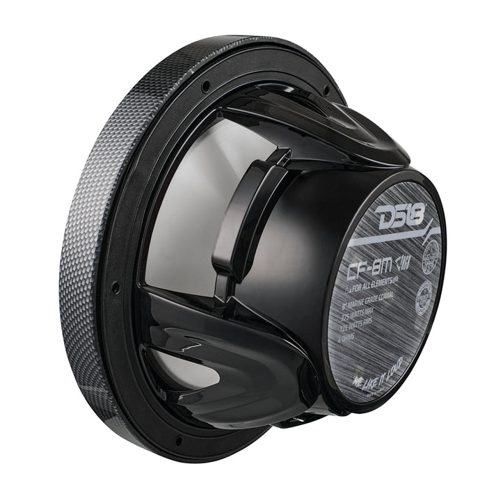 DS18 NXL 8" 2-Way Coaxial Marine Speaker With LED RGB Lights 125 Watts Rms 4-Ohm - Black Carbon Fiber SKU: CF-8M