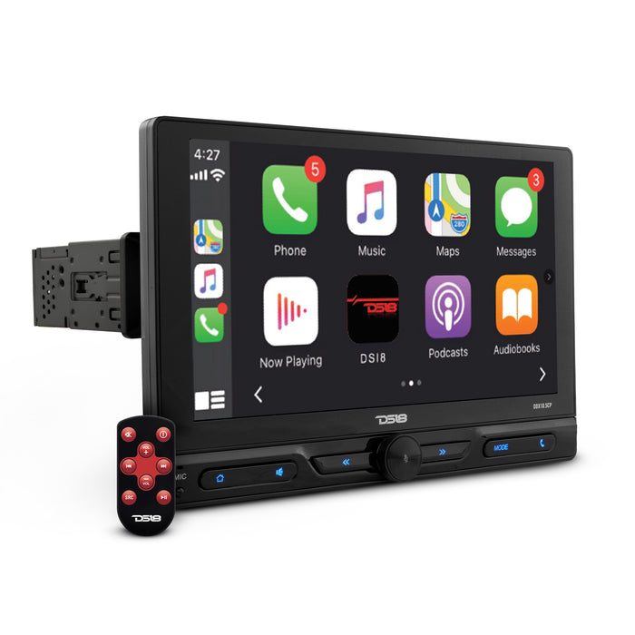DS18 10.5" Floating Adjustable Modular Touchscreen Mechless Single-DIN Head Unit with Bluetooth, Apple Car Play, Android Mirror Link, USB, AUX, SD, AM, FM SKU: DDX10.5CP