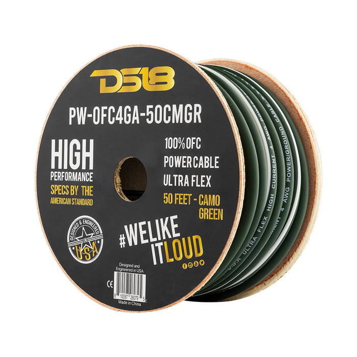 DS18 4-GA 100% OFC Ground, Power Cable, 50 Feet SKU: PW-OFC4GA-50CMGR