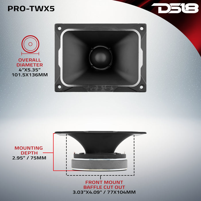 DS18 4 x 5.35" Super Bullet Tweeter 250 Watts 1.5" Aluminum 4-Ohm Vc SKU: PRO-TWX5