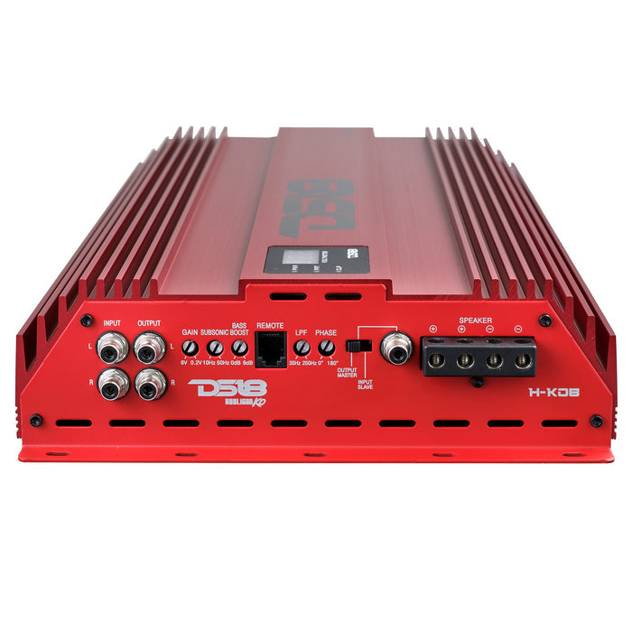 DS18 HOOLIGAN KO 1-Channel Amplifier with Voltmeter 8000 Watts Rms @ 1-Ohm Made In Korea Red SKU: H-KO8/RD