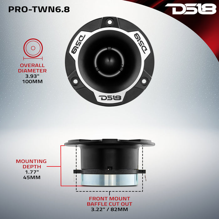 DS18 4" High Compression Neodymium Tweeter 150 Watts 1.5 " Polyimide 8-Ohm Vc SKU: PRO-TWN6.8