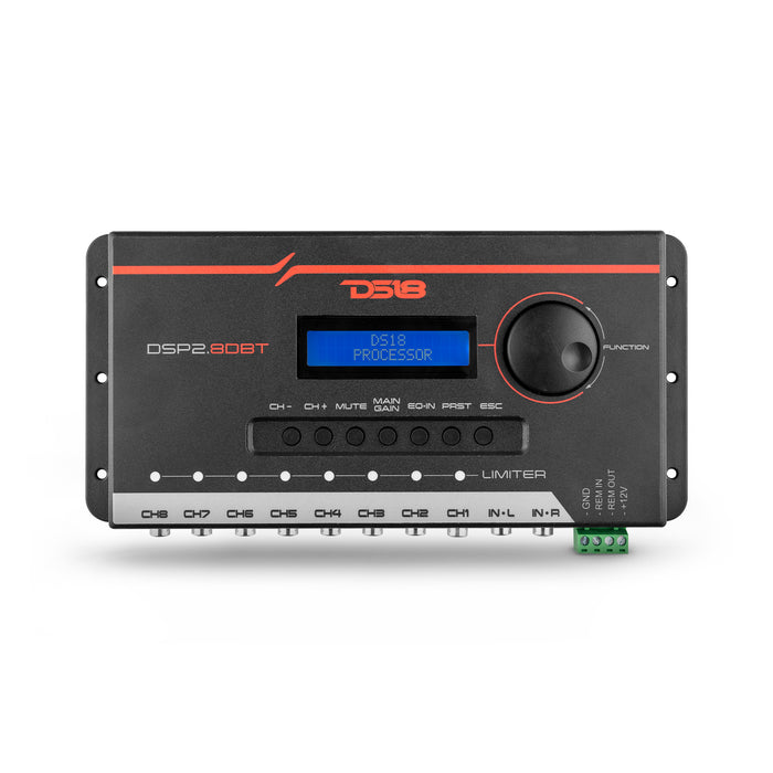 DS18 2-Channel In and 8-Channel Out Digital Sound Processor (DSP) with Bluetooth and LCD Screen SKU: DSP2.8DBT