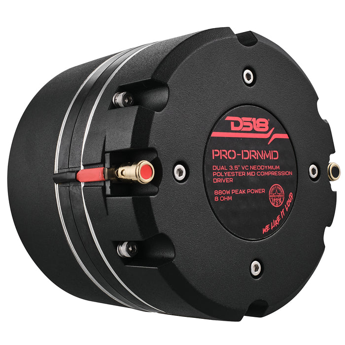 DS18 2" Throat Bolt on Nedodymium Driver 440 Watts 2 x 3.5" Dual Polyester Vc 8-Ohm SKU: PRO-DRNMD