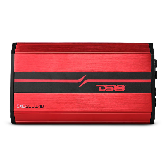 DS18 SXE Class D 4-Channel Full-Range Car Amplifier 4 x 200 RMS @4 Ohm 3000 Watts SKU: SXE-3000.4D/RD
