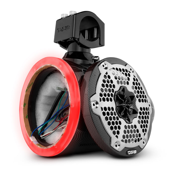 DS18 NXL 6.5" Marine and Powersports Empty Tower LED RGB Lights -Black Carbon Fiber SKU: CF-X6TP.NS