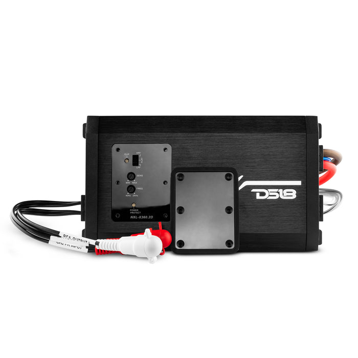 DS18 NXL 2-Channel Full-Range Class D IP67 Marine and Powersports Amplifier 2 x 180 Watts Rms @ 4-Ohm SKU: NXL-X360.2D