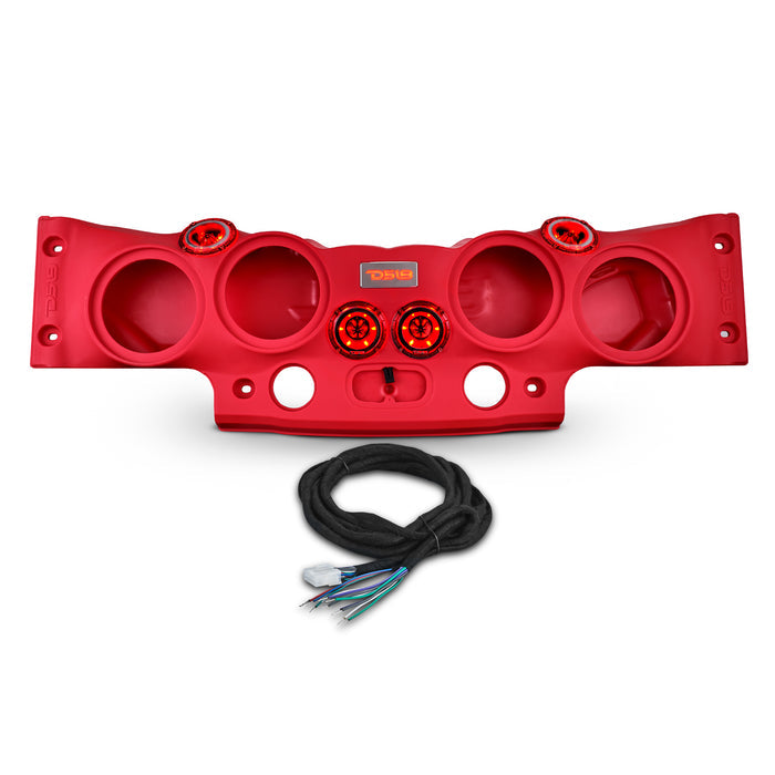 DS18 Jeep JK/JKU Overhead Sound Bar System Fits 4 X 8" Speakers (Not included) 4 X Tweeters PRO-TW4L and 2 X Drivers PRO-DRNSC1.5 and Harness Included- Red SKU: JK-SBAR/RD.HT